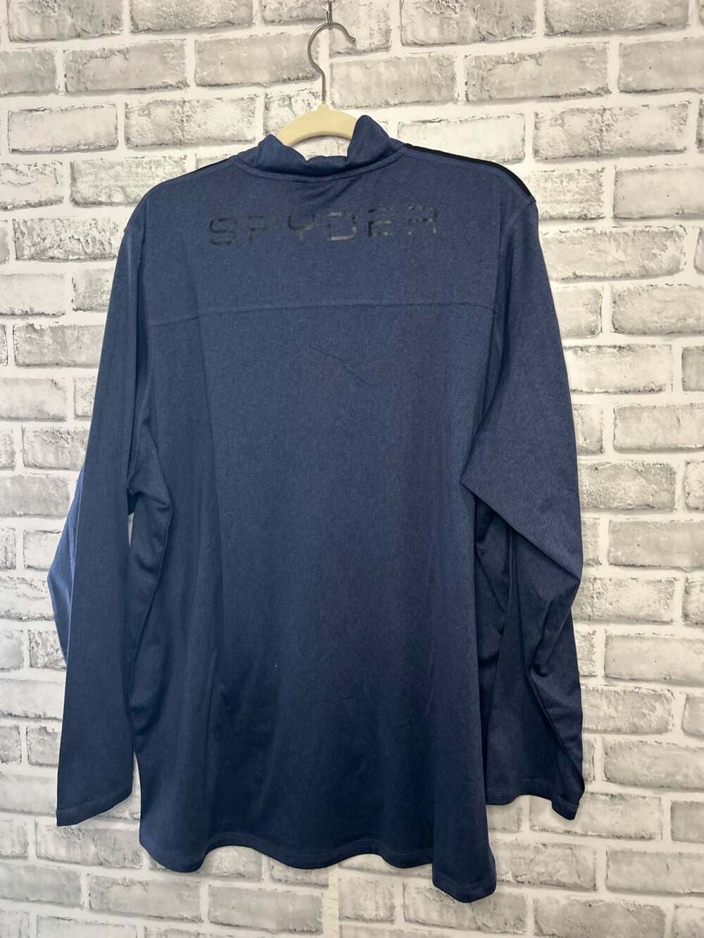 Spyder Active Men's Performance Quarter-Zip Pullover Navy Blue Heather - Picture 3 of 3